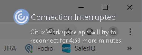 Connection Interrupted Pop Up