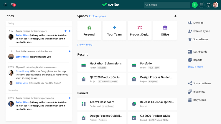 New Wrike Experience Spaces