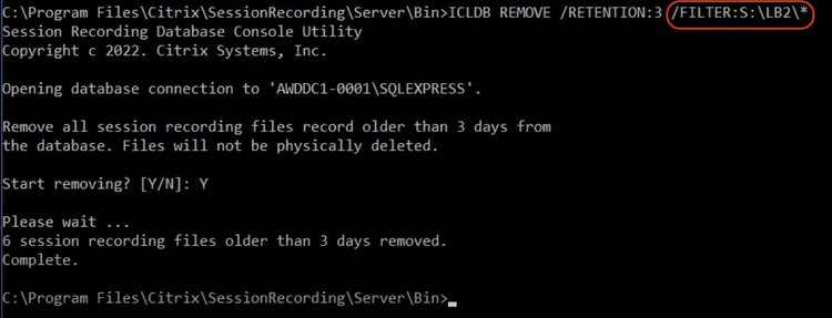5. ICLDB FILTER Option
