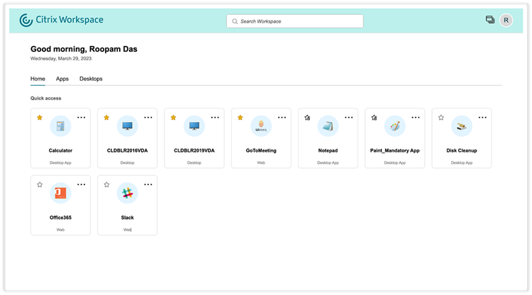 Citrix Workspace UI Streamlined App View