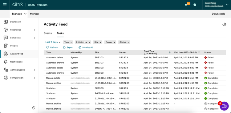 10 Activity Feed In Session Recording Service