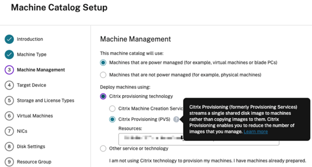 Steps To Create A Citrix Provisioning Catalog Step 2 Machine Catalog Set Up