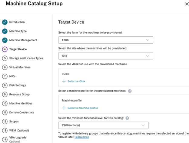 Steps To Create A Citrix Provisioning Catalog Step 3 Machine Catalog Set Up