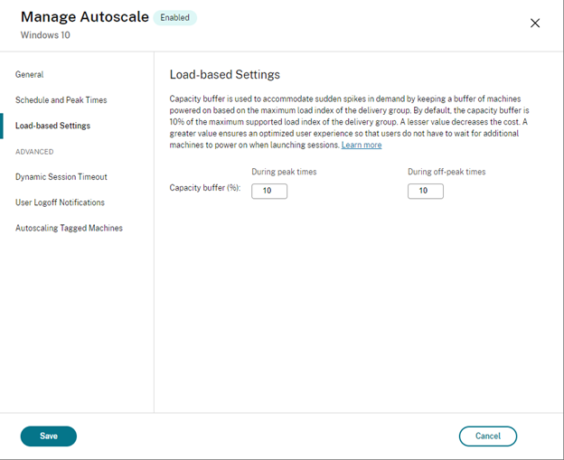2. Load Based Settings In Autoscale.