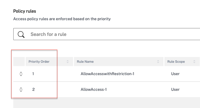 5. Citrix Secure Private Access Services Newly Enhanced Access Policy Configuration With The Ability To Set Priority Order