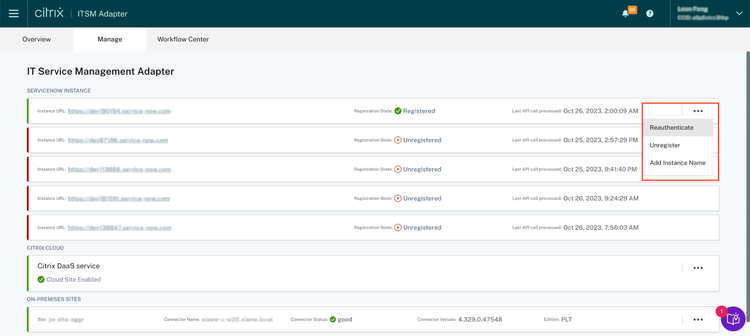 4 Reauthenticate ServiceNow Instances By Simply Hitting Reauthenticate In The Expanded Dropdown List A