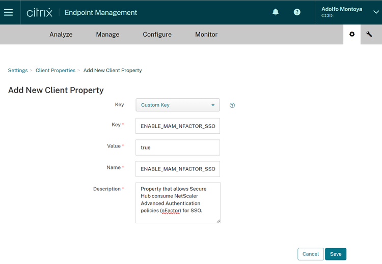 Client Property NfactorSSO