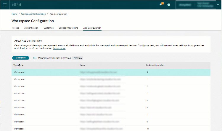 Create Config Profile Workspace Config Page