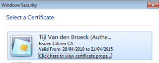 Select Client Certificate to utilize for authenticating