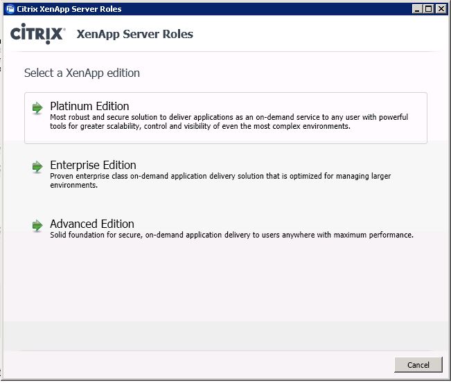 XenApp Product Edition Server Roles