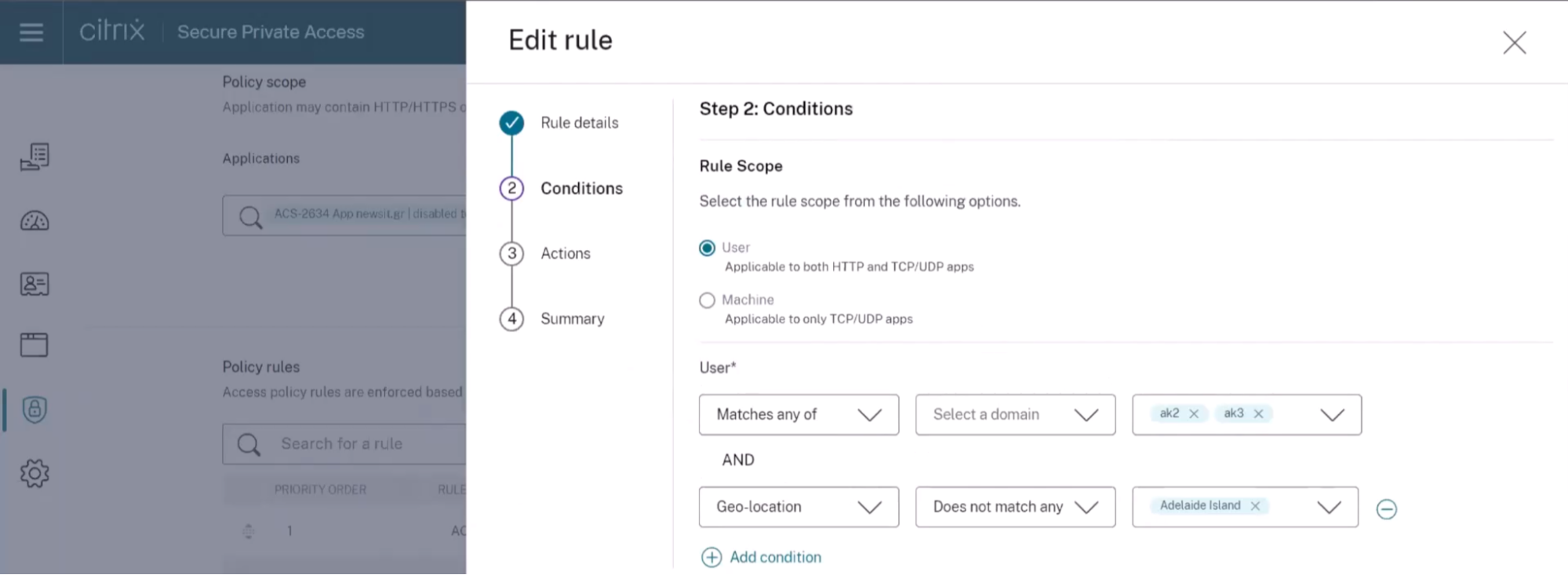 The new Citrix Secure Private Access Service APIs help to automate application and access policy configuration and include it in their existing tasks. For example, changing the Geo-location of an Access Policy Rule, is made incredibly simple.