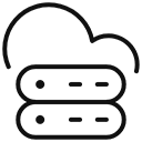 Cloud on top of two stacked servers icon