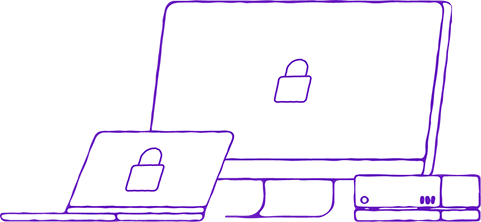 illustration of devices with lock on screen