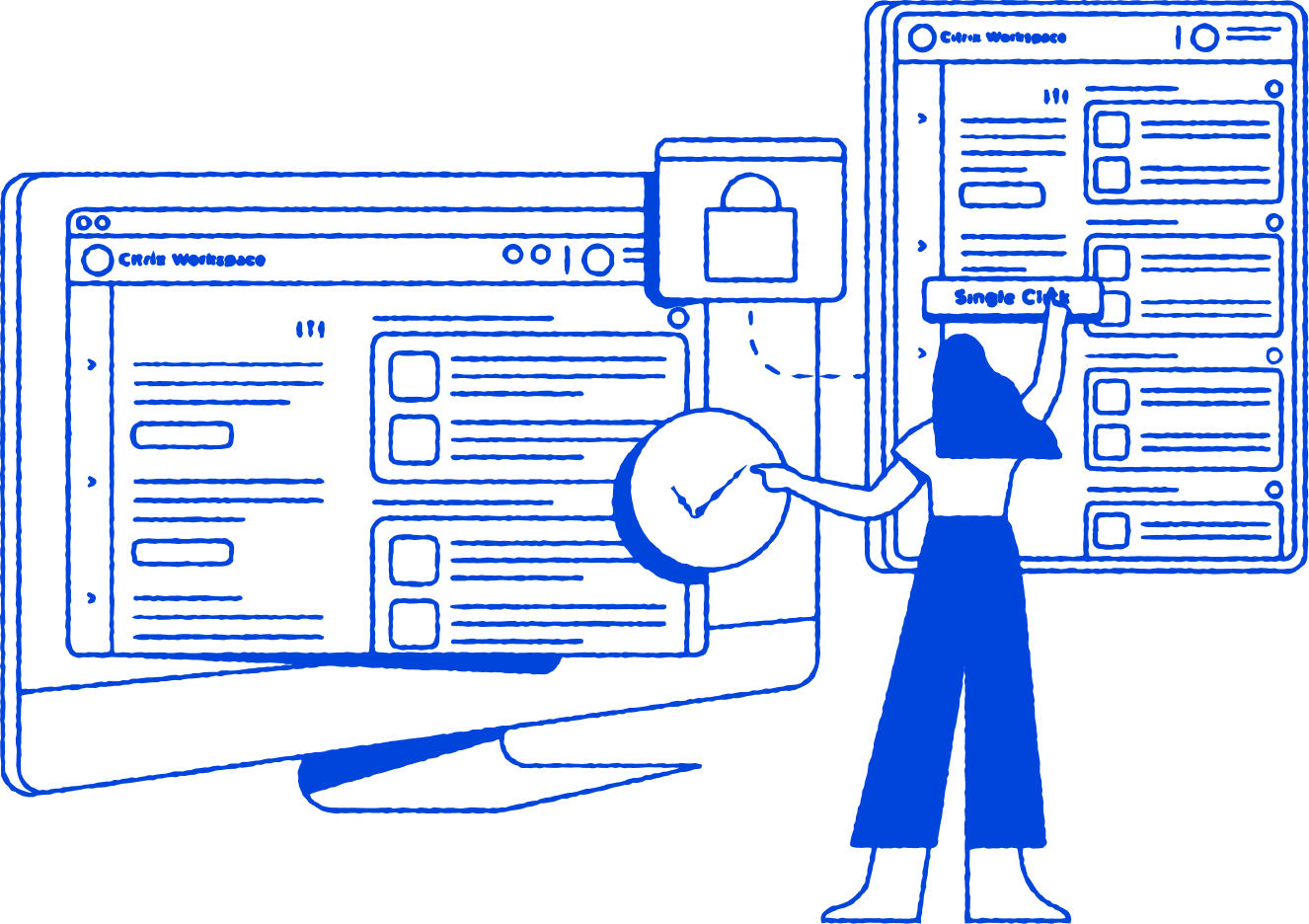 person working across multiple devices