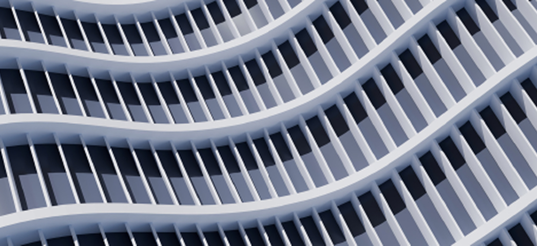 Modern architectural facade with repeating geometric patterns.