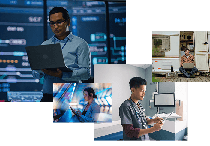 People using computers at different locations