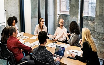 business discussion or meeting of 8 people
