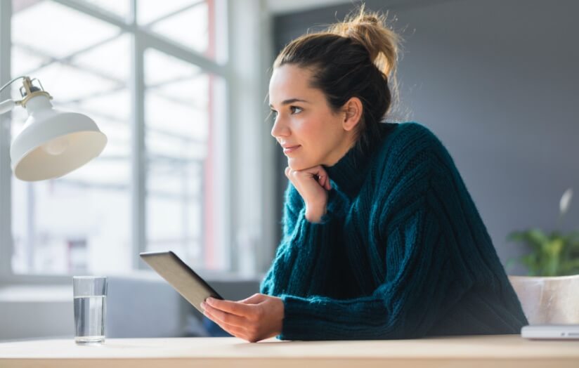 women with tablet