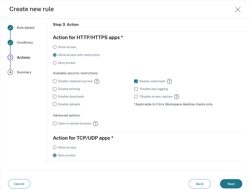 Citrix Secure Private Access security multi-factor authentication actions