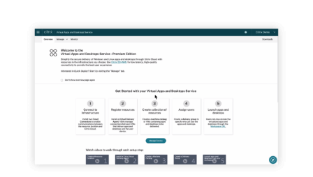 Citrix Virtual Apps and Desktops dashboard