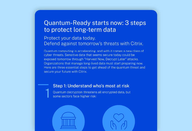 Infographic on quantum data protection with steps and icons